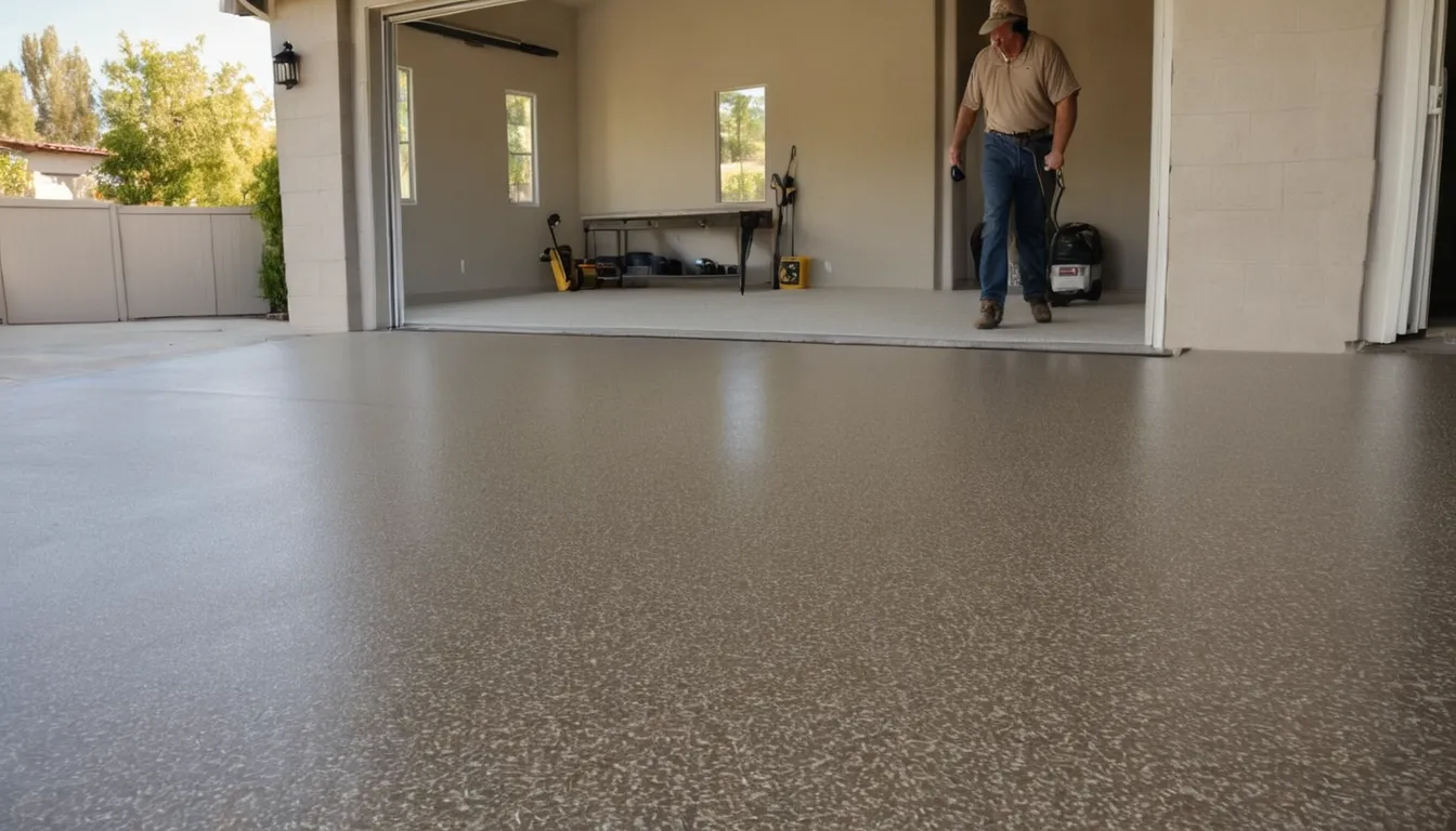 Clean two-car garage with a glossy flake epoxy floor in Roseville